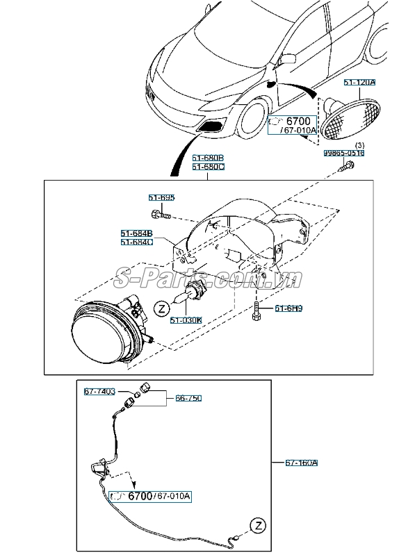 Bóng đèn sương mù 12V 55W Mazda 3 2013-2016