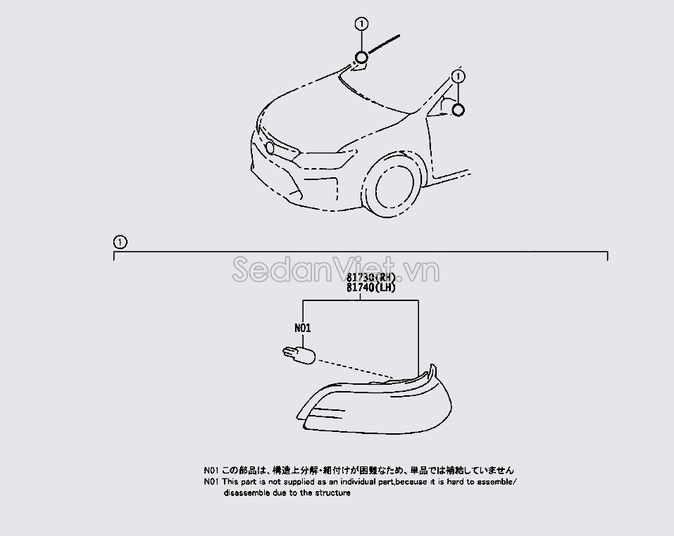 Đèn xi nhan gương Toyota Vios 2014-2016