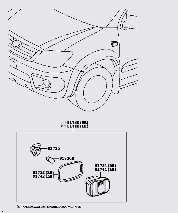 Đèn xi nhan Toyota Innova 2012-2013