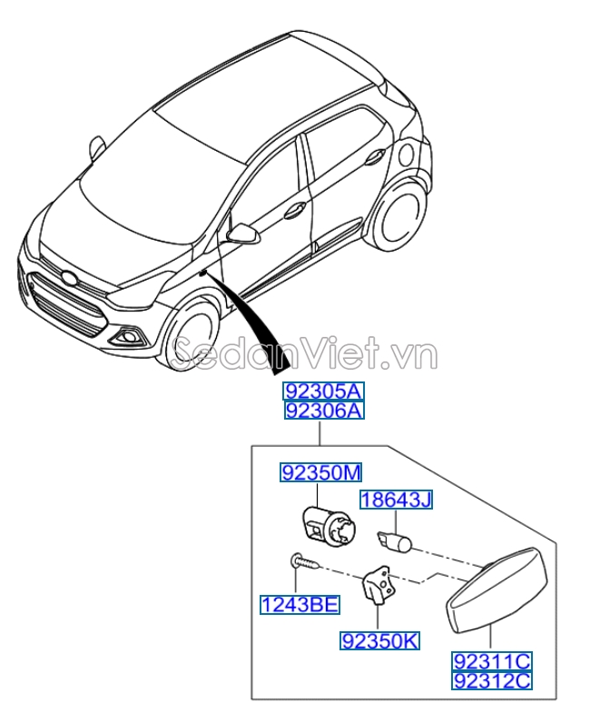 Đèn tai xe Hyundai i10 Grand 2014-2016