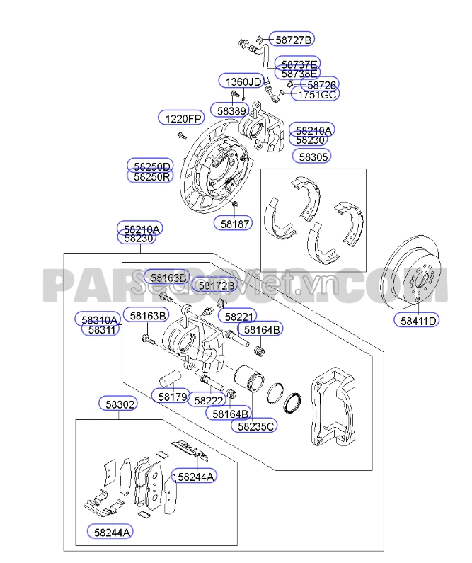 Đĩa phanh sau Hyundai Santafe 2010
