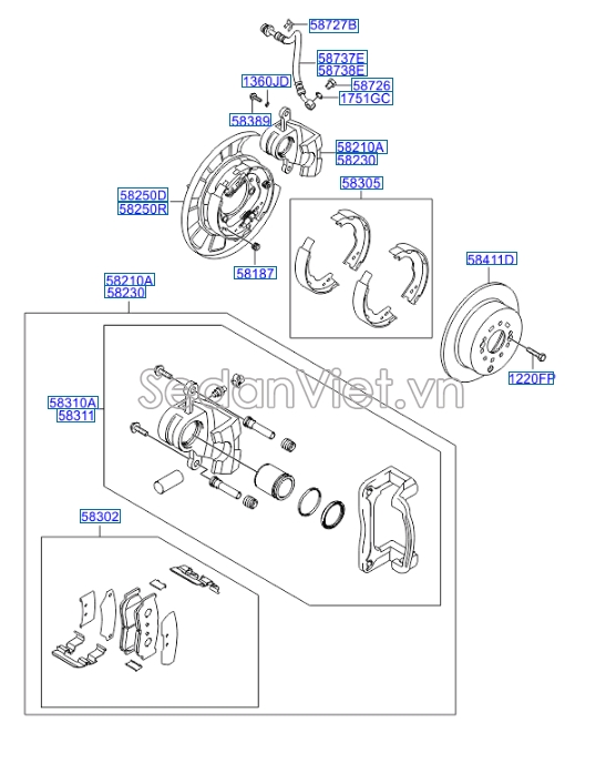 Đĩa phanh sau Hyundai Santafe 2010