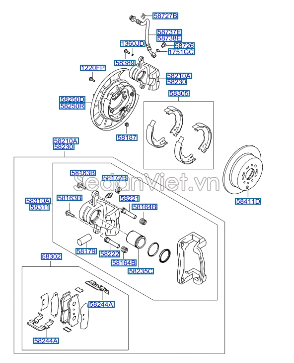 Đĩa phanh sau Hyundai Santafe 2010