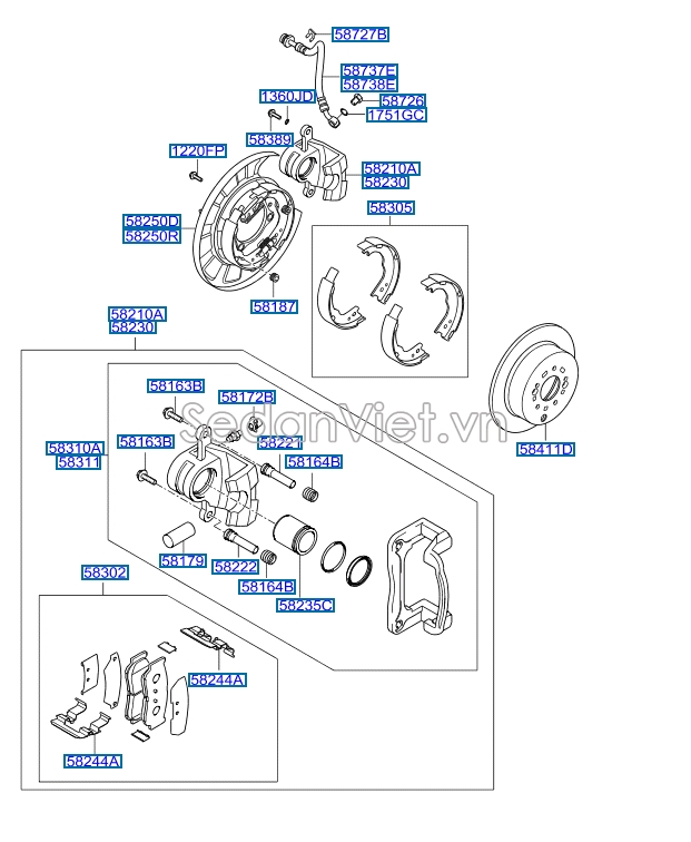 Đĩa phanh sau Hyundai Santafe 2010