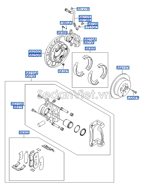 Đĩa phanh sau Hyundai Santafe 2010