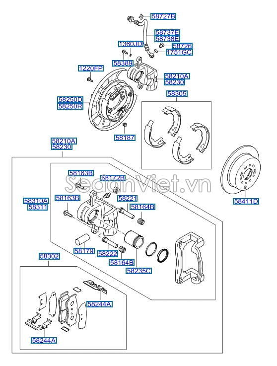 Đĩa phanh sau Hyundai Santafe 2010