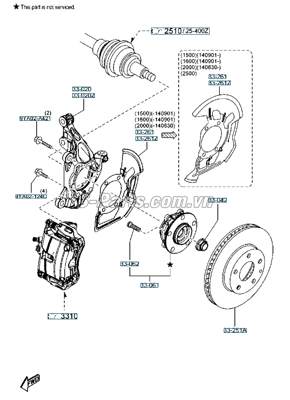 Bi moay ơ trước Mazda 3 2013-2016