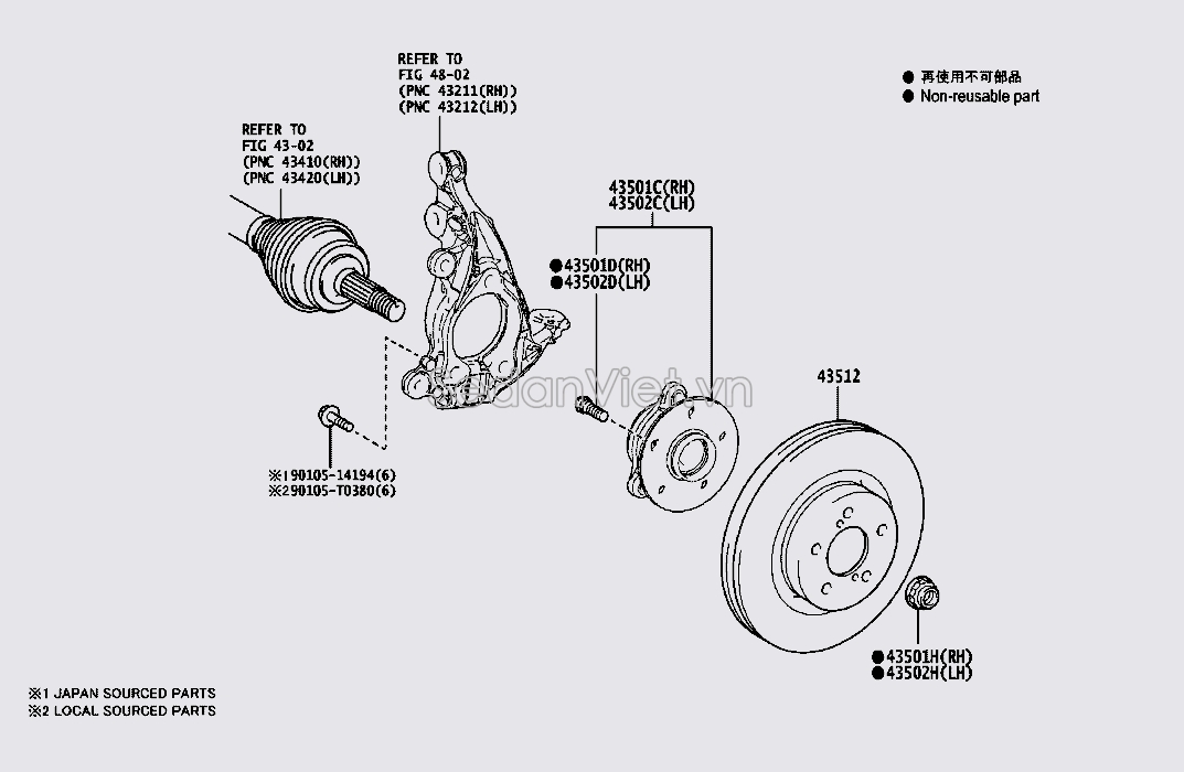 Cụm bi may ơ trước Toyota Corolla Cross 2021-2023