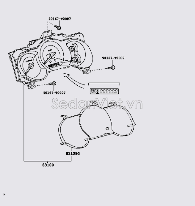 Mặt kính đồng hồ táp lô Toyota Innova 2008-2011