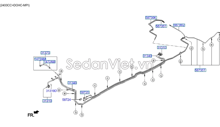 Ống dẫn xăng sau Hyundai Starex 2008-2013