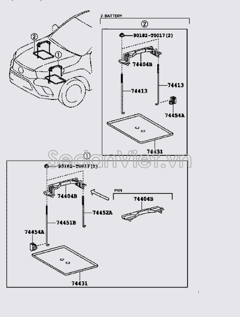 Thanh sắt chặn bình ắc quy Toyota Fortuner TRD 2019