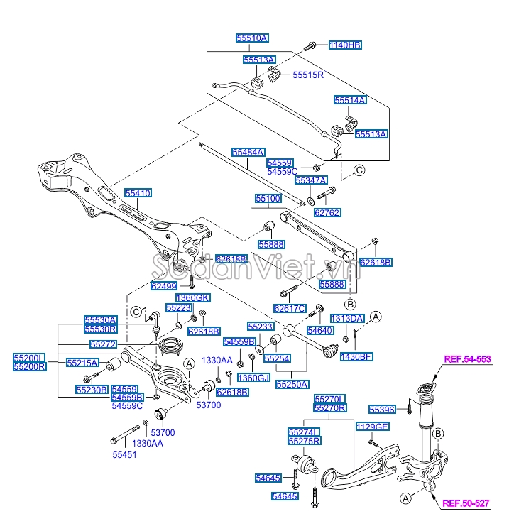 Thanh giằng ngang cầu sau 39.5cm KIA New Sorento 2014