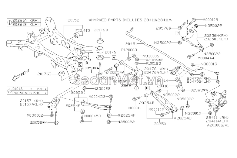 Thanh giằng chéo cầu sau Subaru Forester 2018