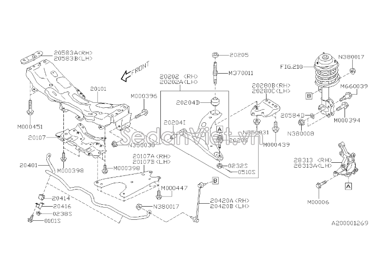 Cao su càng a bé Subaru Outback 2014