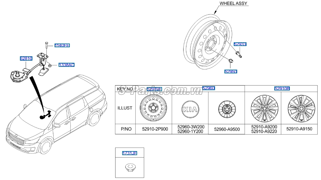 Giá treo lốp dự phòng KIA Sedona 2015-2017