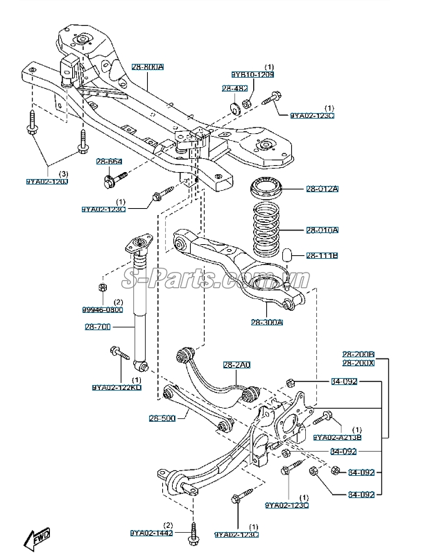 Thanh giằng ngang cầu sau Mazda 3 2010
