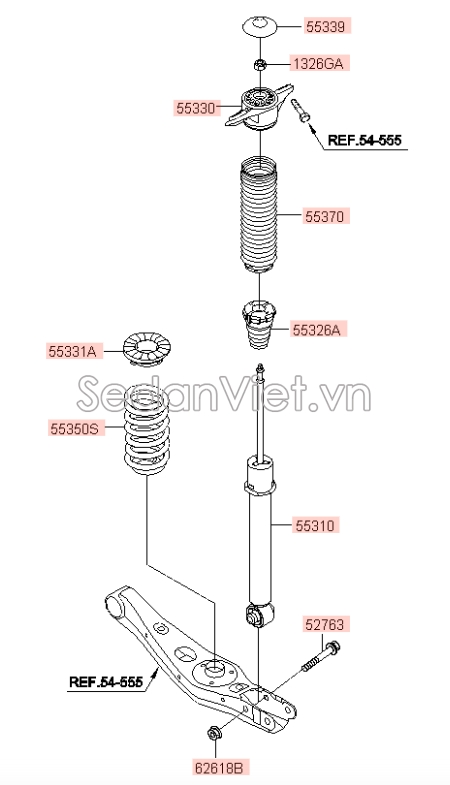 Tăm bông giảm xóc sau Hyundai Tucson 2015