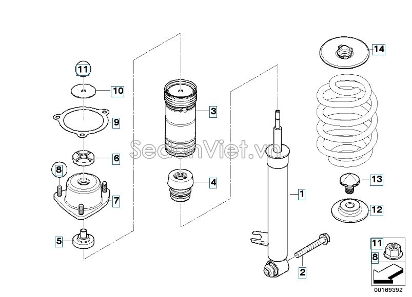 cao su đệm lò xo giảm xóc trước dưới BMW X6 2010-2012