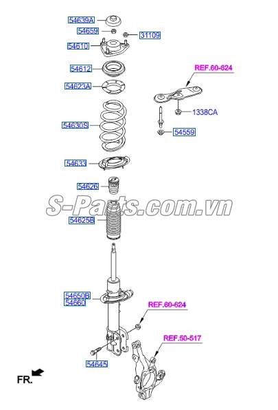 Cao su bát bèo giảm xóc trước Hyundai Santafe 2013-2015