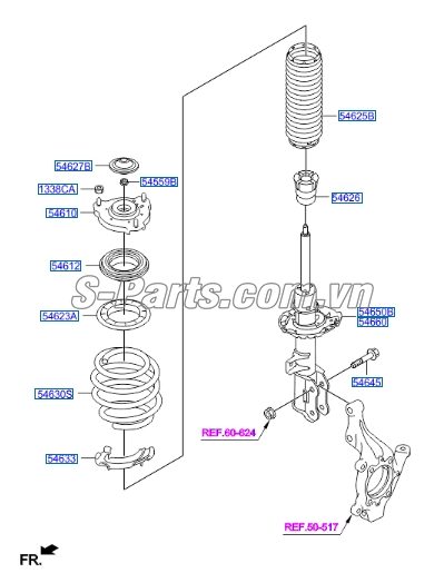 Cao su đệm lò xo giảm xóc trước Hyundai Kona 2018-2020