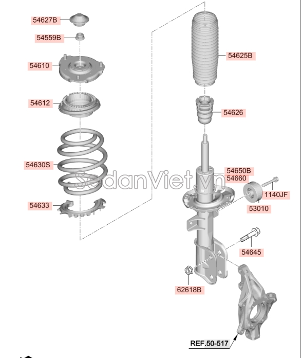Cao su đệm lò xo giảm xóc trước Hyundai Kona 2018-2020
