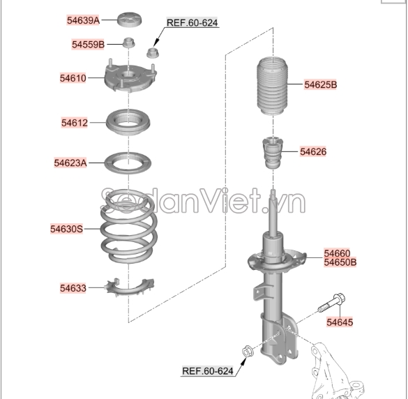 Tăm bông giảm xóc trước KIA Sedona 2015-2017