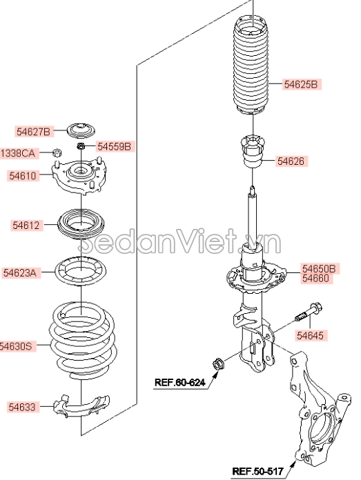 Cao su đệm lò xo giảm xóc trước Hyundai Kona 2018-2020