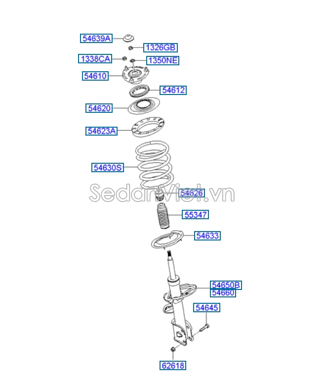 Bi bát bèo giảm xóc trước Hyundai Starex 2014-2016