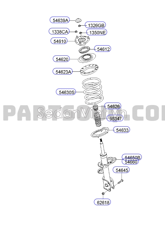 Bi bát bèo giảm xóc trước Hyundai Starex 2014-2016