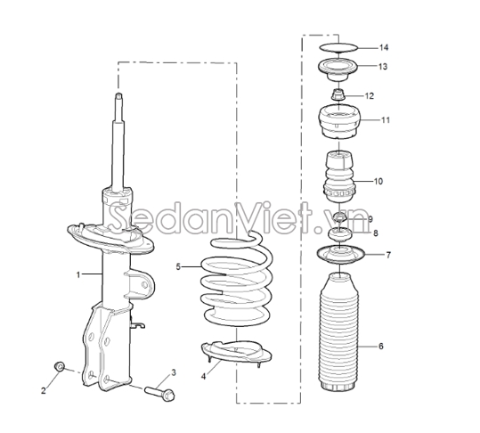 Giảm xóc trước MG5 2021-2023