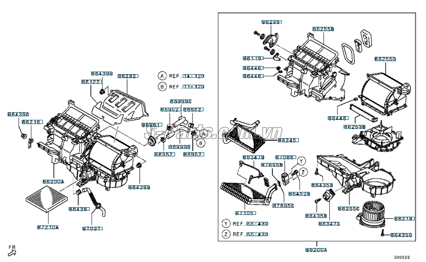 Dàn lạnh điều hòa trong xe Mitsubishi Mirage 2014