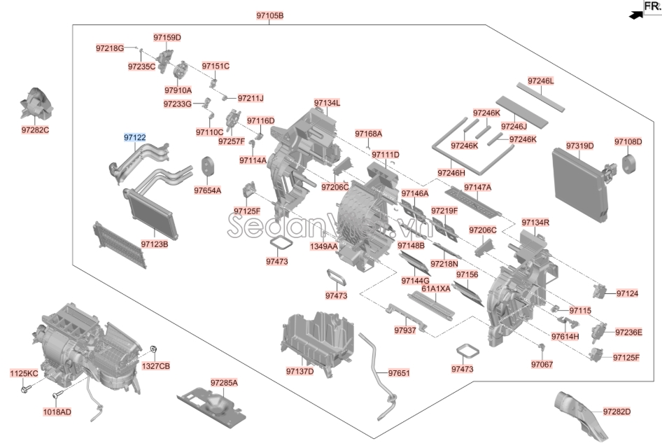 Mô tơ mở cửa gió điều hòa Hyundai Santafe 2013-2015