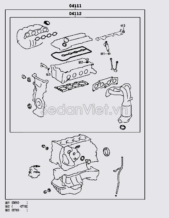 Bộ gioăng đại tu thiếu phớt đầu đuôi Toyota Innova 2012-2013