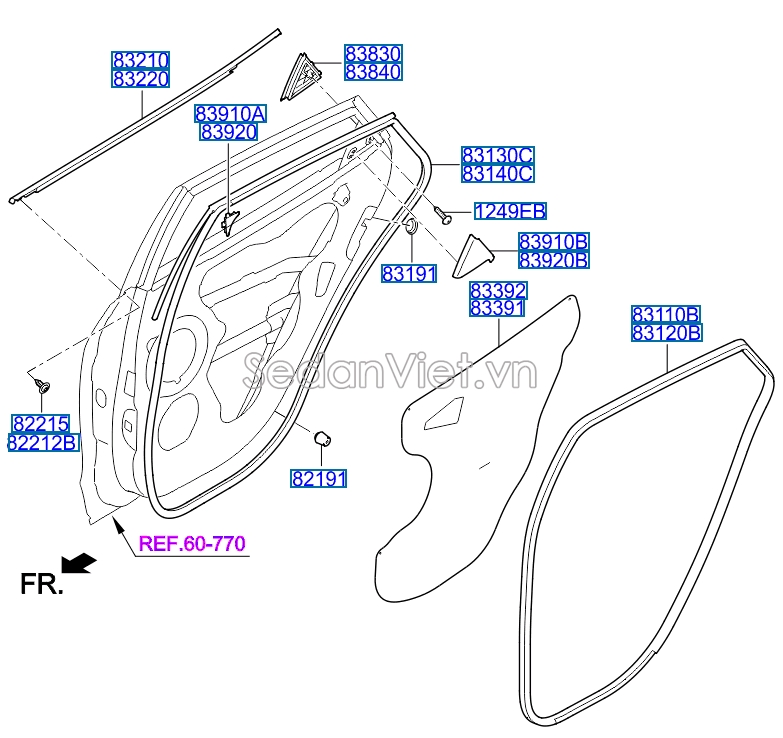 Gioăng khung cửa Hyundai Tucson 2010-2012