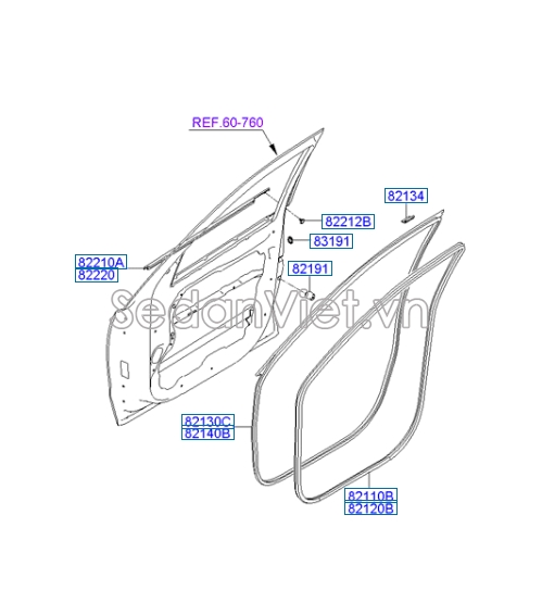 Nẹp chân kính cánh cửa ngoài Hyundai Santafe 2010-2012