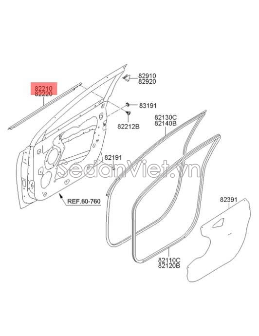 Gioăng khung thành cánh cửa Hyundai Tucson 2014
