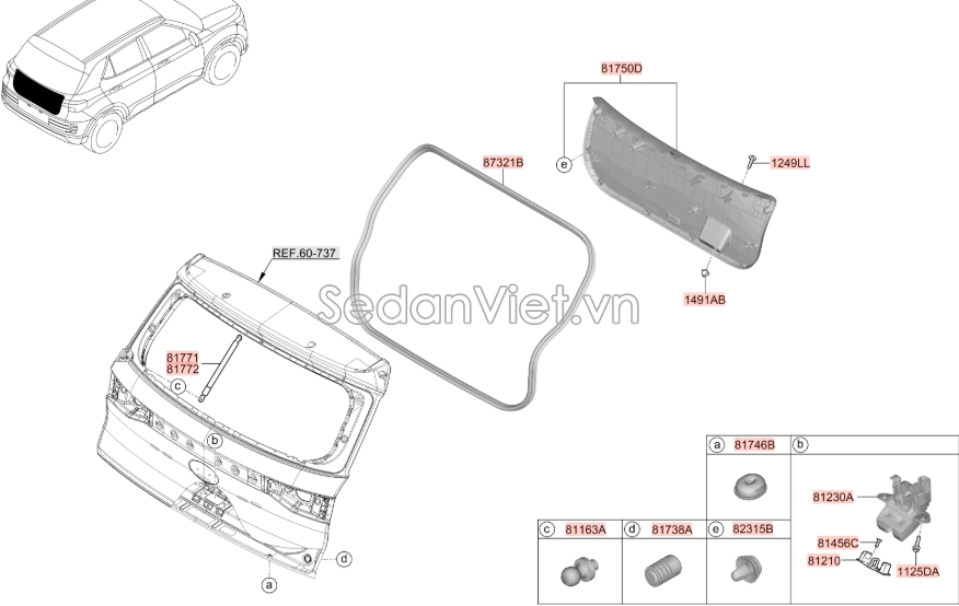 Chốt cửa cốp hậu Hyundai Tucson 2010-2012