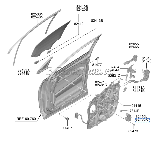 Gioăng trượt kính cánh cửa Hyundai Santafe 2019