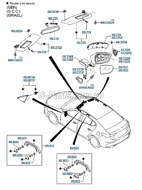 Mặt Gương chiếu hậu Mazda 3 2013-2016