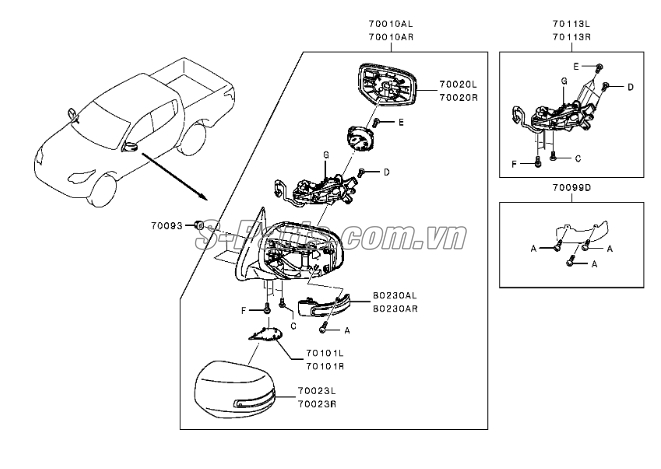 Mặt gương Mitsubishi Triton All New 2015-2017