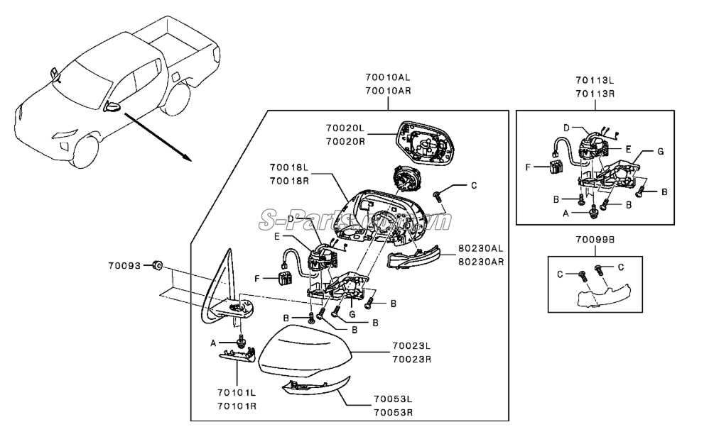 Đèn xi nhan gương Mitsubishi Pajero Sport 2017