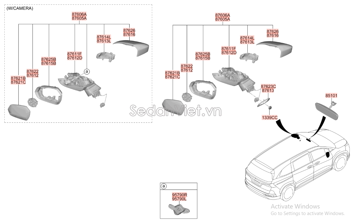 Motor gập gương Hyundai Kona 2018-2020
