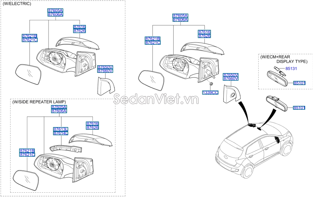 Gương chiếu hậu trong xe Hyundai i10 Grand 2017