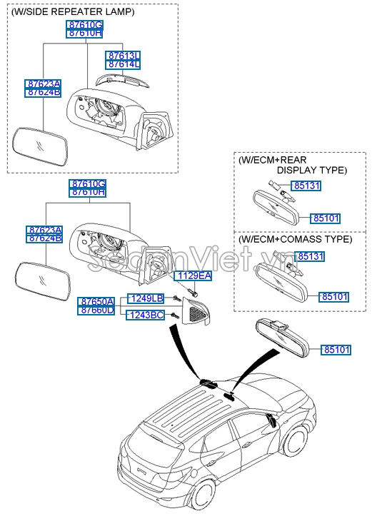 Đèn xi nhan gương Hyundai Tucson 2010-2012
