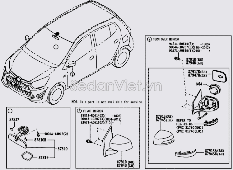 Mặt gương Toyota Wigo 2017