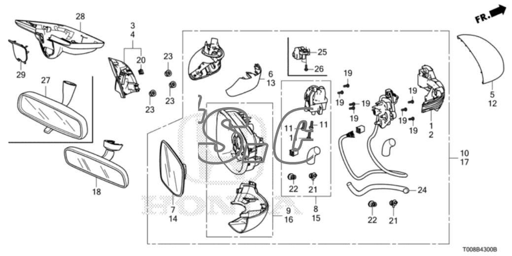 Gương chiếu hậu trong xe Honda CR-V 2013-2014