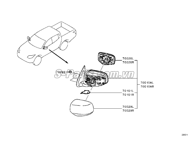 Mặt gương Mitsubishi Triton All New 2015-2017