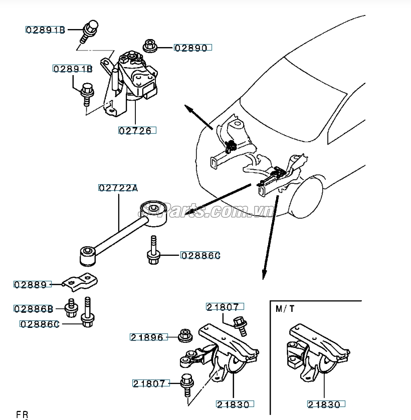Chân máy thủy lực Mitsubishi Mirage 2014