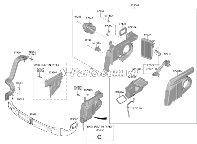 Quạt gió điều hòa trong xe sau Hyundai Santafe 2013-2015