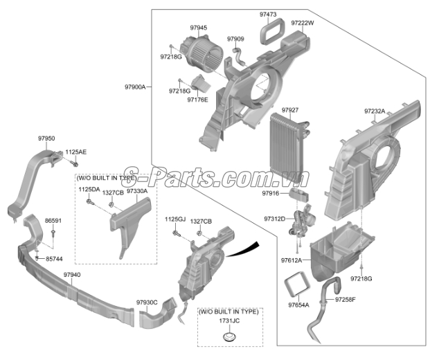 Quạt gió điều hòa trong xe sau Hyundai Santafe 2013-2015